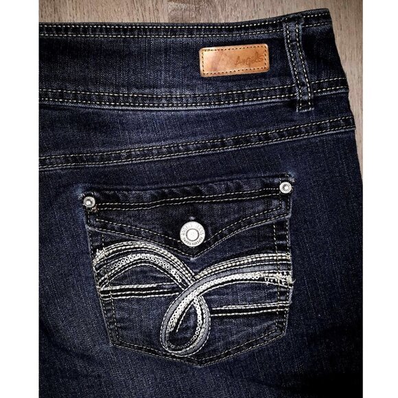 Angels Jeans Curvy Bootcut Flared Jeans Size 12 Distressed Denim Flares Wide Leg - Picture 6 of 8